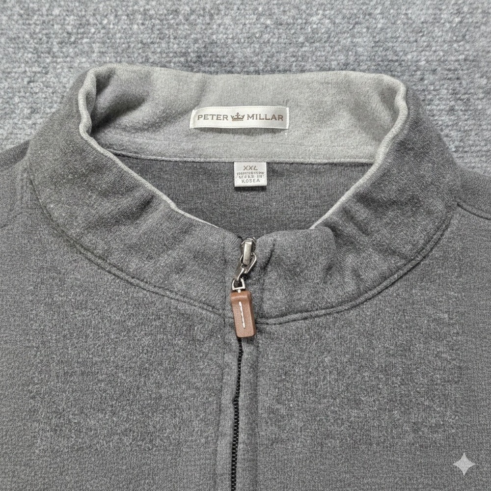 Peter Millar Crown Soft Vest XXL Grey Full Zip Cotton Blend Golf Layer Men's 2XL